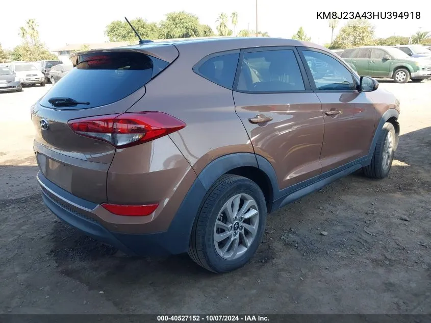 2017 Hyundai Tucson Se VIN: KM8J23A43HU394918 Lot: 40527152