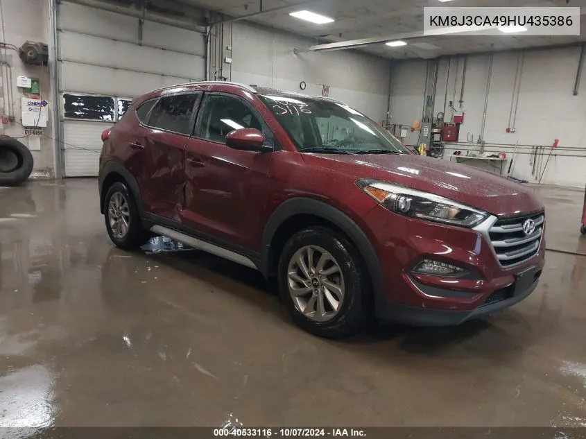 2017 Hyundai Tucson Se VIN: KM8J3CA49HU435386 Lot: 40533116