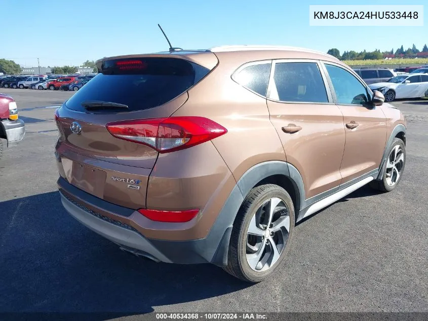 2017 Hyundai Tucson Sport VIN: KM8J3CA24HU533448 Lot: 40534368