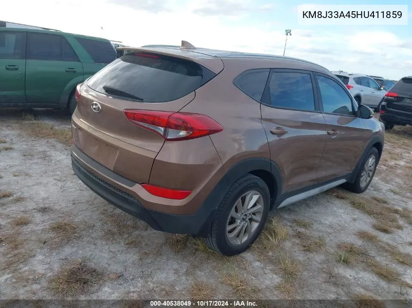 2017 Hyundai Tucson Limited/Sport And Eco/Se VIN: KM8J33A45HU411859 Lot: 40538049