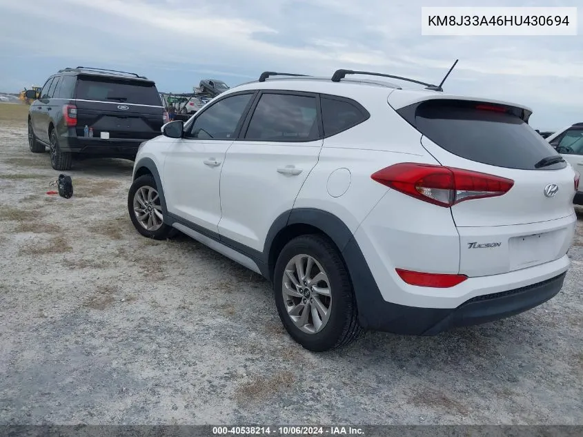 2017 Hyundai Tucson Limited/Sport And Eco/Se VIN: KM8J33A46HU430694 Lot: 40538214