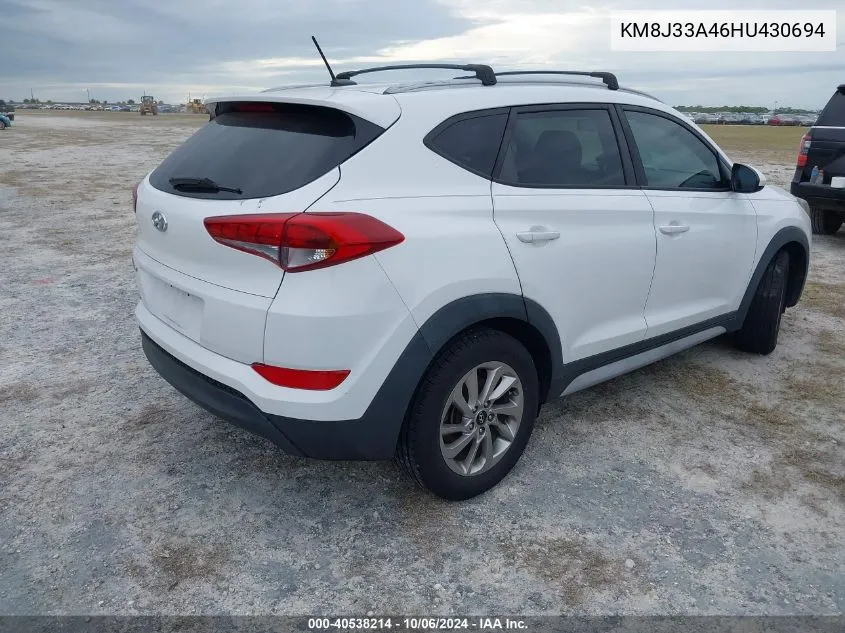 2017 Hyundai Tucson Limited/Sport And Eco/Se VIN: KM8J33A46HU430694 Lot: 40538214