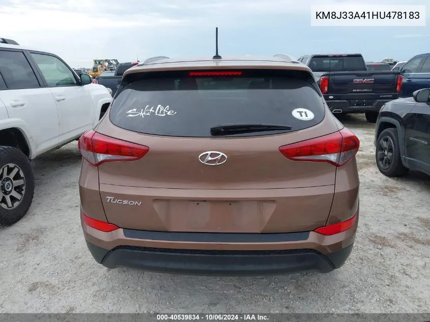 2017 Hyundai Tucson Se VIN: KM8J33A41HU478183 Lot: 40539834