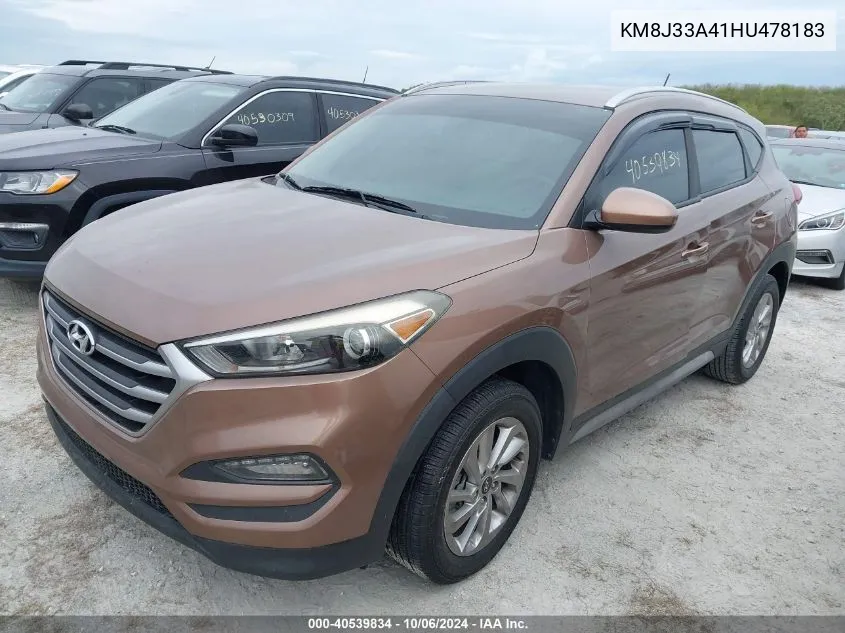 2017 Hyundai Tucson Se VIN: KM8J33A41HU478183 Lot: 40539834