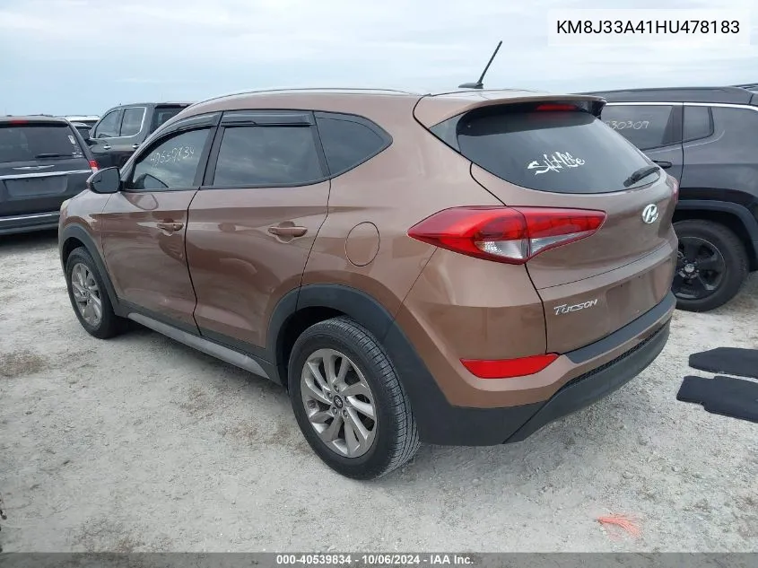 2017 Hyundai Tucson Se VIN: KM8J33A41HU478183 Lot: 40539834