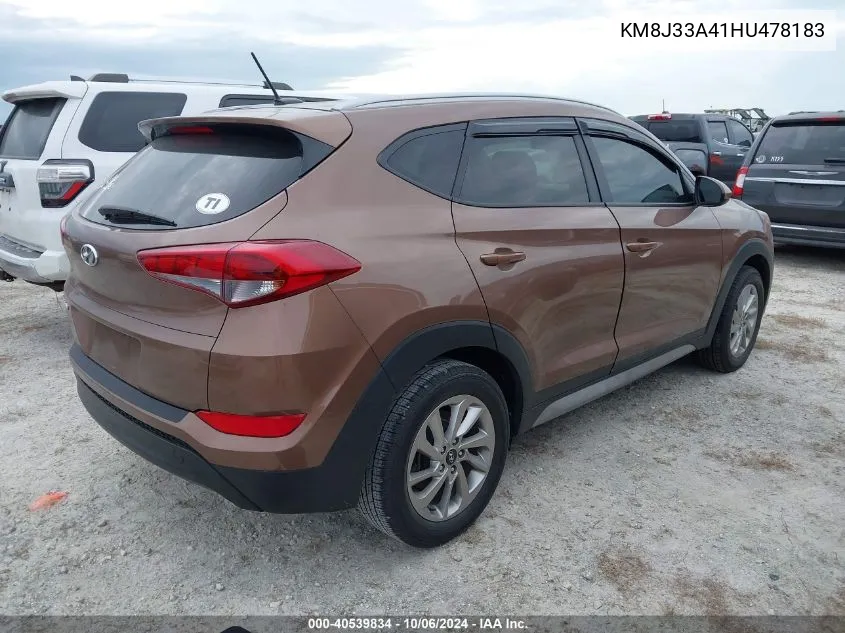 2017 Hyundai Tucson Se VIN: KM8J33A41HU478183 Lot: 40539834