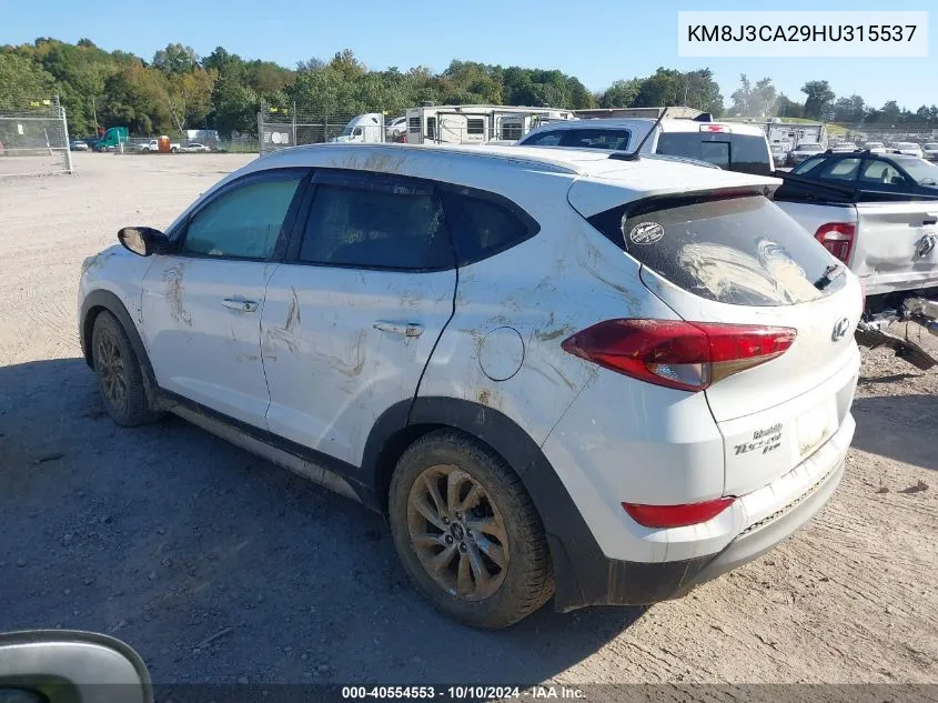 2017 Hyundai Tucson Eco VIN: KM8J3CA29HU315537 Lot: 40554553