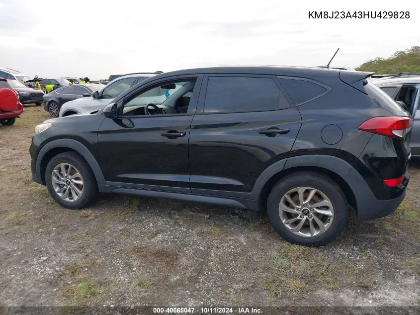 2017 Hyundai Tucson Se VIN: KM8J23A43HU429828 Lot: 40565047