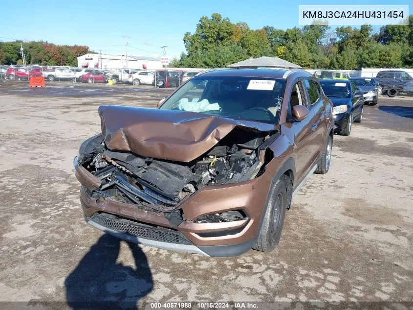 2017 Hyundai Tucson Limited VIN: KM8J3CA24HU431454 Lot: 40571988