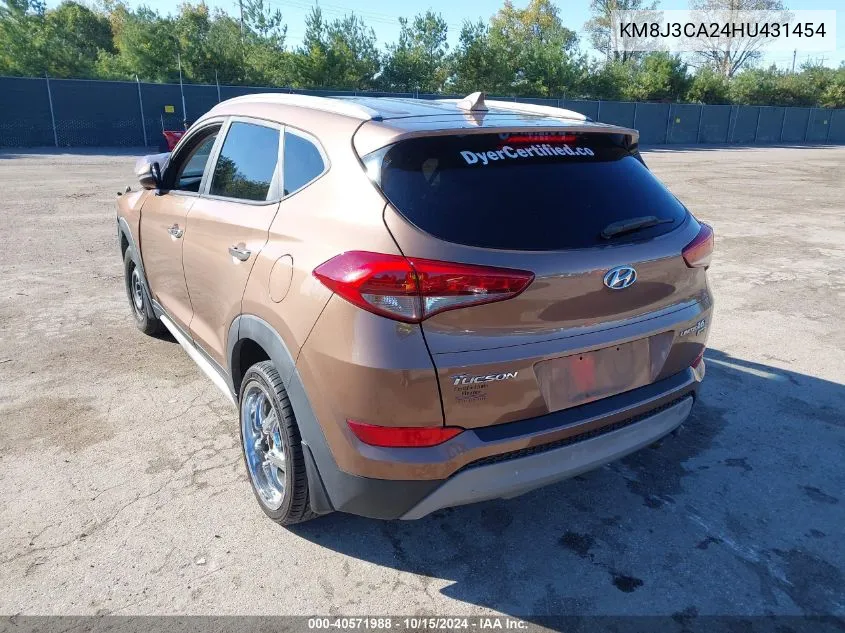 2017 Hyundai Tucson Limited VIN: KM8J3CA24HU431454 Lot: 40571988