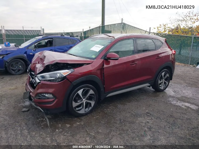 2017 Hyundai Tucson Sport VIN: KM8J3CA21HU418029 Lot: 40600067