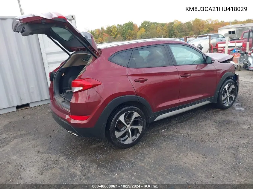 2017 Hyundai Tucson Sport VIN: KM8J3CA21HU418029 Lot: 40600067