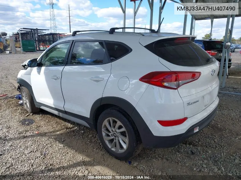 2017 Hyundai Tucson Se VIN: KM8J33A47HU407490 Lot: 40616028