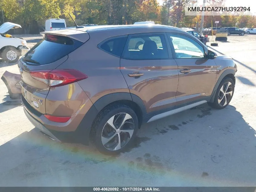 2017 Hyundai Tucson Sport VIN: KM8J3CA27HU392794 Lot: 40620092