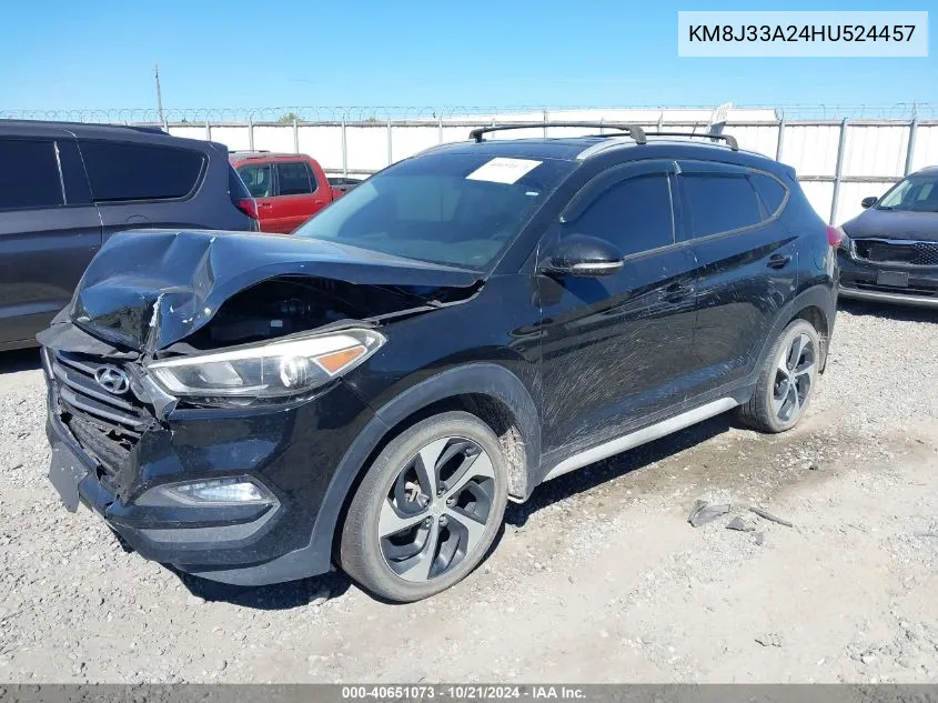 2017 Hyundai Tucson Limited/Sport And Eco/Se VIN: KM8J33A24HU524457 Lot: 40651073