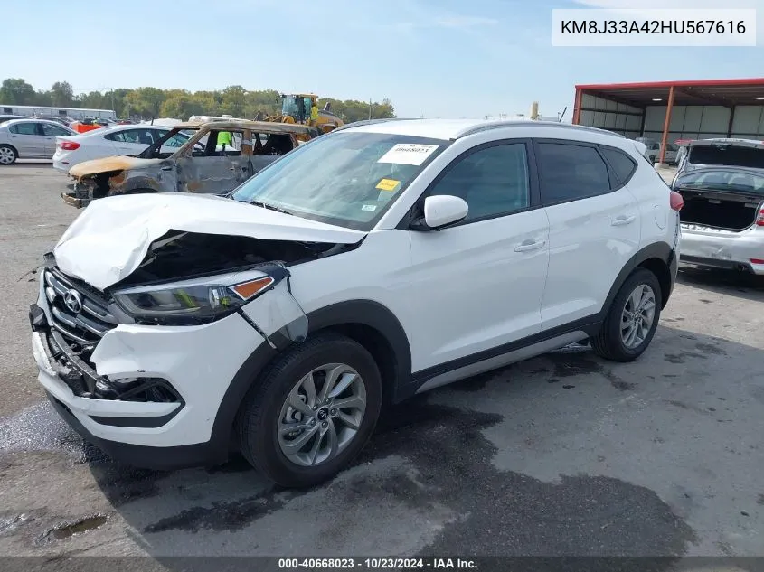 2017 Hyundai Tucson Se VIN: KM8J33A42HU567616 Lot: 40668023