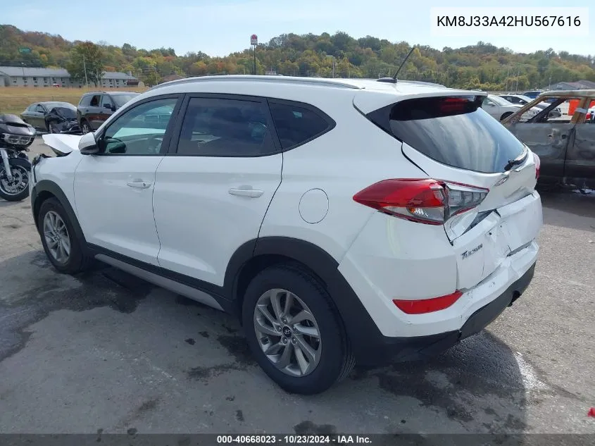 2017 Hyundai Tucson Se VIN: KM8J33A42HU567616 Lot: 40668023