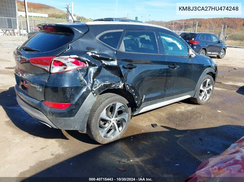 2017 Hyundai Tucson Sport VIN: KM8J3CA27HU474248 Lot: 40715443