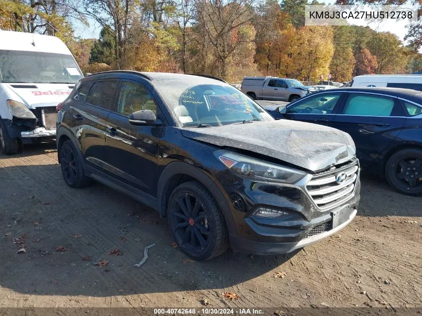 2017 Hyundai Tucson Night VIN: KM8J3CA27HU512738 Lot: 40742648