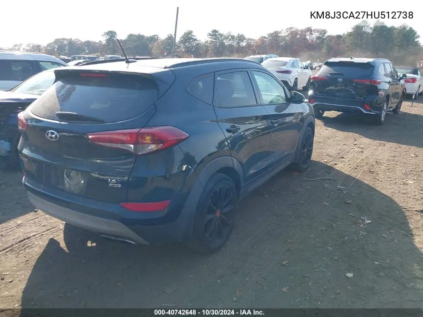 2017 Hyundai Tucson Night VIN: KM8J3CA27HU512738 Lot: 40742648