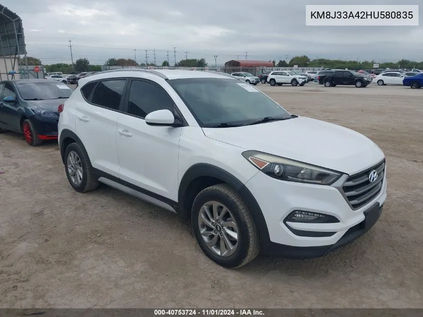 2017 Hyundai Tucson Se VIN: KM8J33A42HU580835 Lot: 40753724