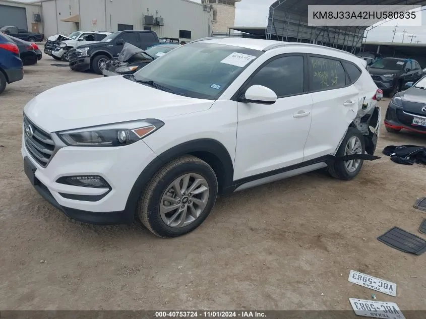 2017 Hyundai Tucson Se VIN: KM8J33A42HU580835 Lot: 40753724