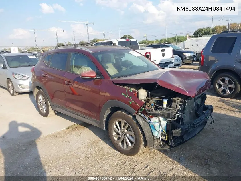 2017 Hyundai Tucson Eco VIN: KM8J33A24HU341494 Lot: 40755742