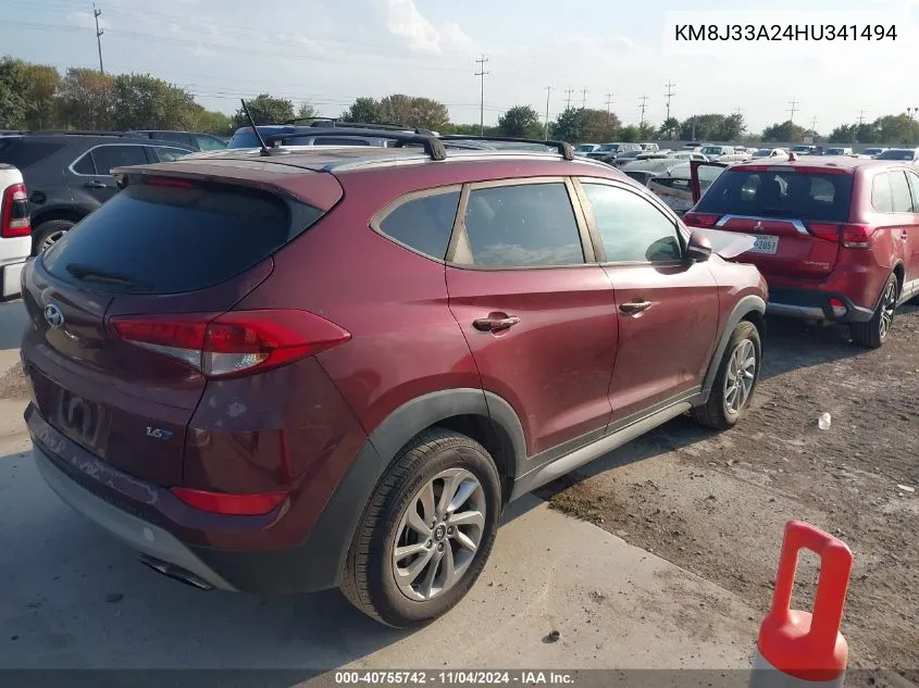 2017 Hyundai Tucson Eco VIN: KM8J33A24HU341494 Lot: 40755742