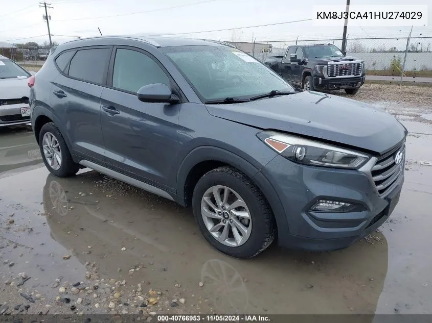 2017 Hyundai Tucson Se VIN: KM8J3CA41HU274029 Lot: 40766953