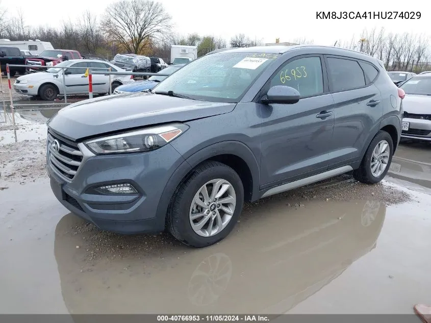 2017 Hyundai Tucson Se VIN: KM8J3CA41HU274029 Lot: 40766953