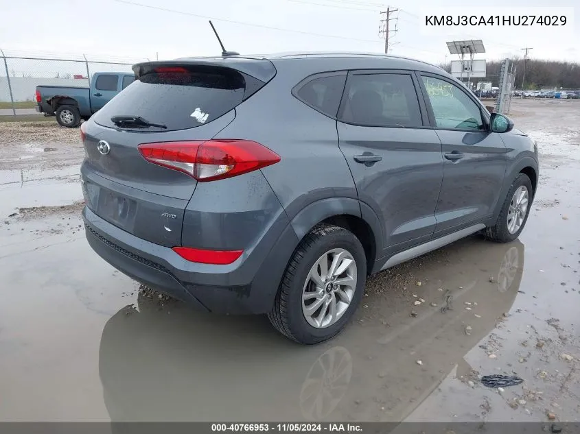 2017 Hyundai Tucson Se VIN: KM8J3CA41HU274029 Lot: 40766953