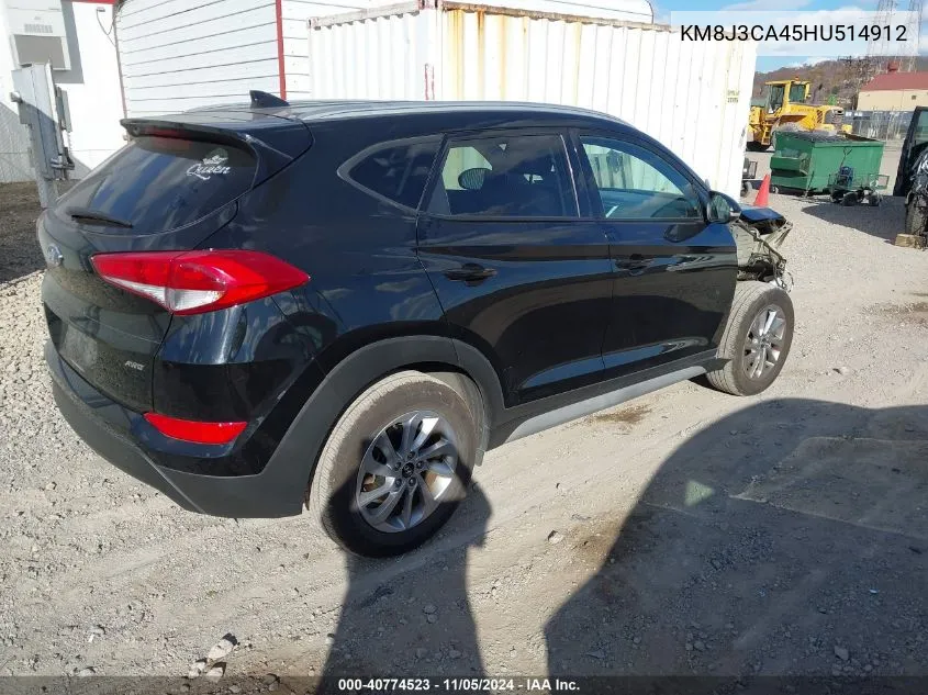 2017 Hyundai Tucson Se Plus VIN: KM8J3CA45HU514912 Lot: 40774523