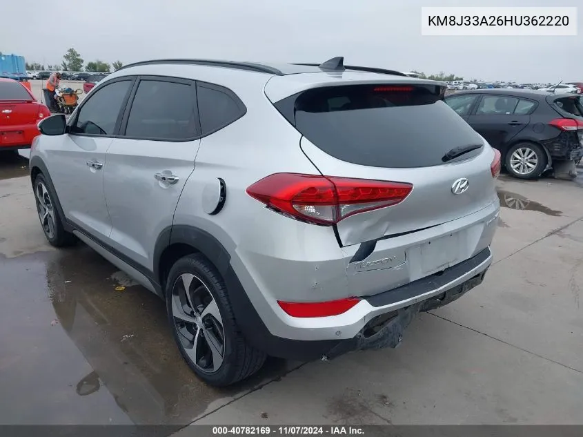 2017 Hyundai Tucson Limited VIN: KM8J33A26HU362220 Lot: 40782169