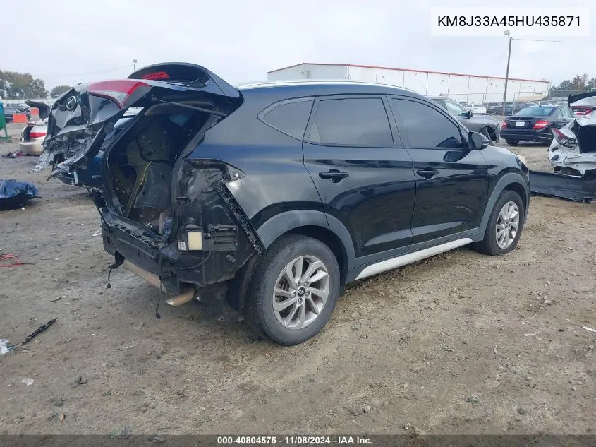 2017 Hyundai Tucson Se Plus VIN: KM8J33A45HU435871 Lot: 40804575