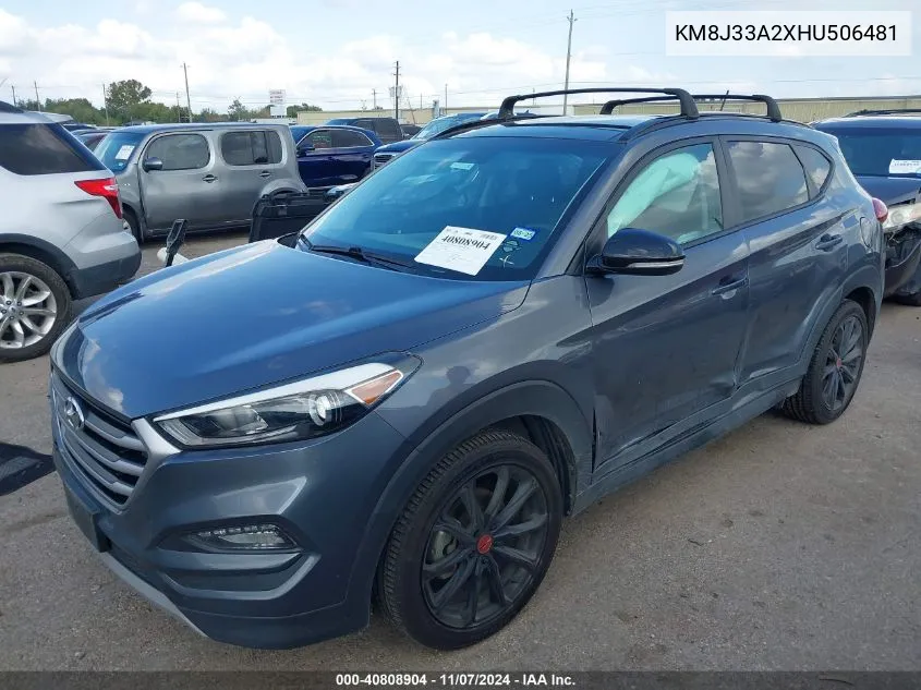 2017 Hyundai Tucson Night VIN: KM8J33A2XHU506481 Lot: 40808904