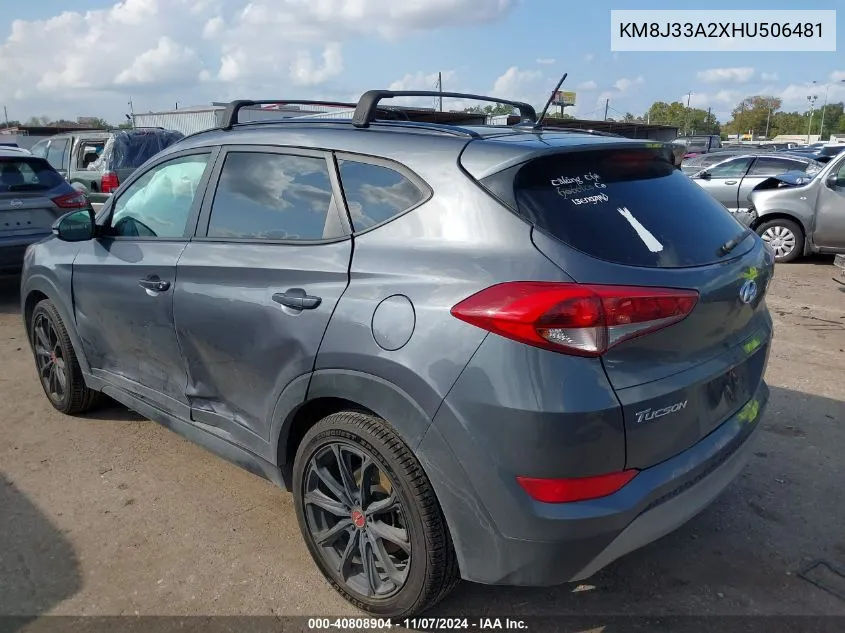 2017 Hyundai Tucson Night VIN: KM8J33A2XHU506481 Lot: 40808904