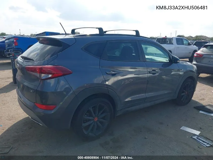 2017 Hyundai Tucson Night VIN: KM8J33A2XHU506481 Lot: 40808904