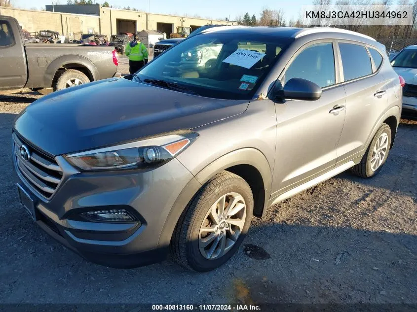 2017 Hyundai Tucson Se VIN: KM8J3CA42HU344962 Lot: 40813160