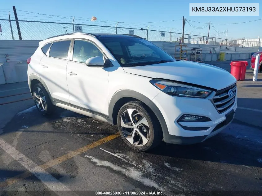 2017 Hyundai Tucson Value VIN: KM8J33A2XHU573193 Lot: 40825936