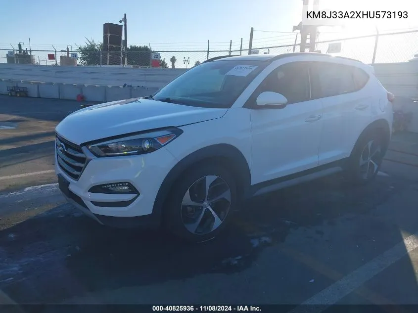 2017 Hyundai Tucson Value VIN: KM8J33A2XHU573193 Lot: 40825936