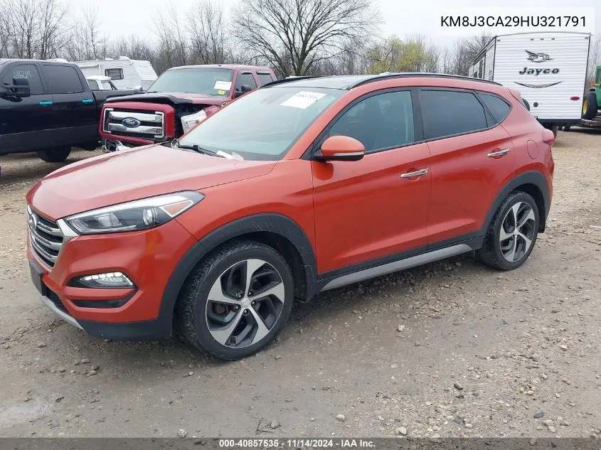 2017 Hyundai Tucson Limited VIN: KM8J3CA29HU321791 Lot: 40857535