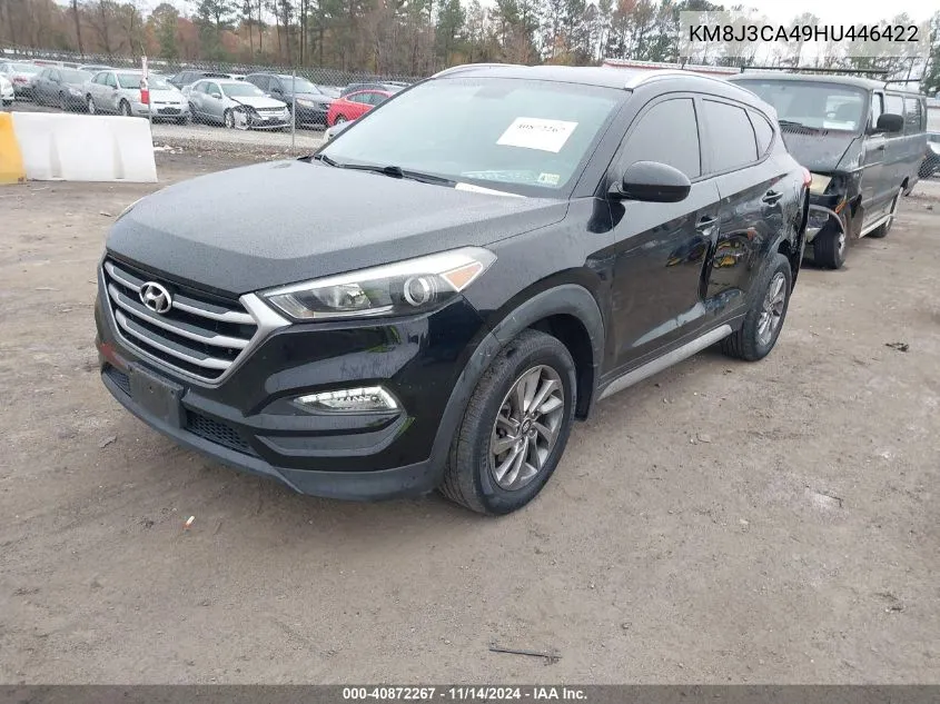 2017 Hyundai Tucson Se VIN: KM8J3CA49HU446422 Lot: 40872267