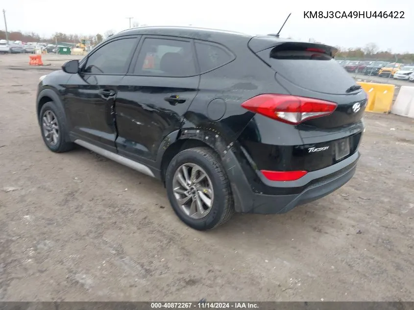 2017 Hyundai Tucson Se VIN: KM8J3CA49HU446422 Lot: 40872267