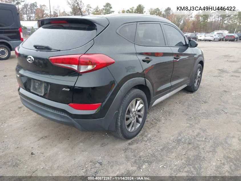 2017 Hyundai Tucson Se VIN: KM8J3CA49HU446422 Lot: 40872267