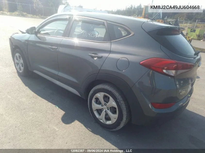 2018 Hyundai Tucson Se VIN: KM8J2CA49JU604668 Lot: 12092357