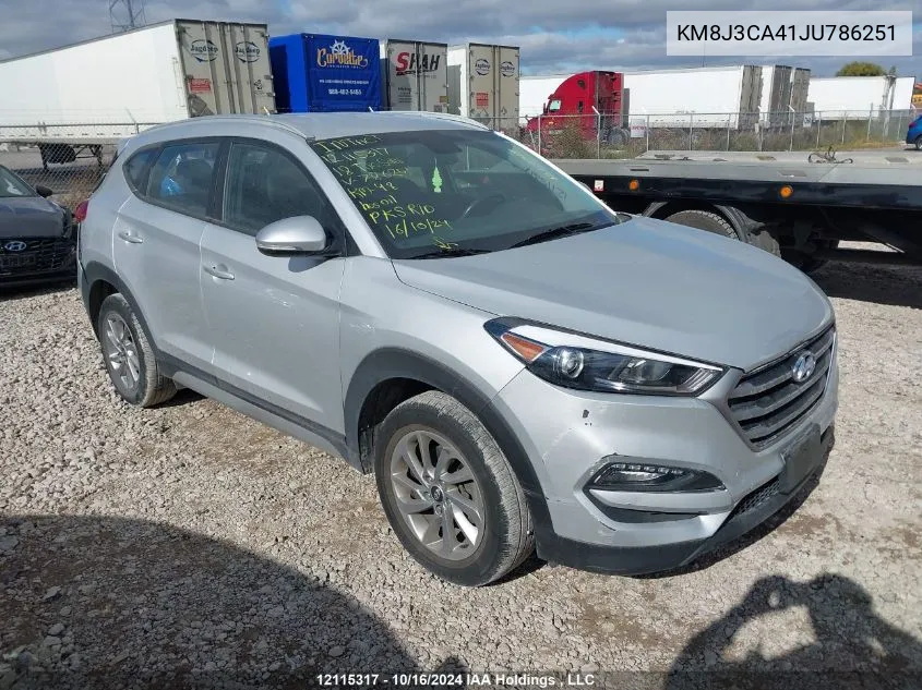 2018 Hyundai Tucson VIN: KM8J3CA41JU786251 Lot: 12115317