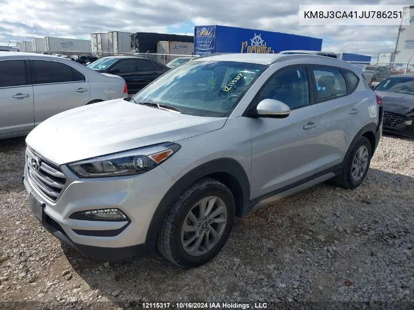 2018 Hyundai Tucson VIN: KM8J3CA41JU786251 Lot: 12115317