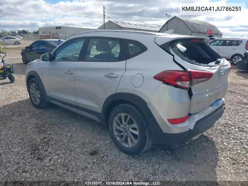 2018 Hyundai Tucson VIN: KM8J3CA41JU786251 Lot: 12115317