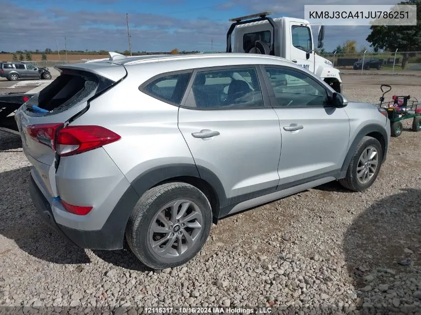 2018 Hyundai Tucson VIN: KM8J3CA41JU786251 Lot: 12115317