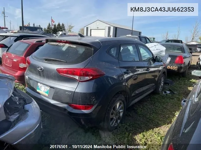 2018 Hyundai Tucson VIN: KM8J3CA43JU662353 Lot: 20176501